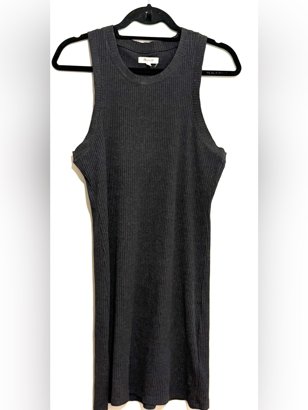 Madewell Heather Grey Ribbed Crewneck Sleeveless Dress